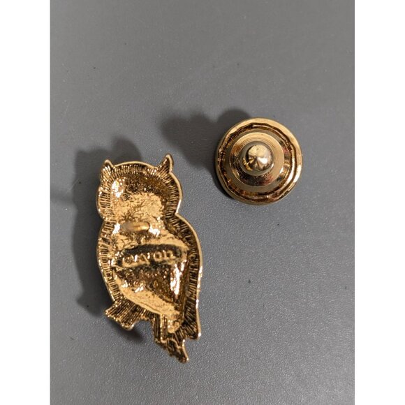 Vintage Avon Owl Green Rhinestone Small Tack Pin Brooch Birthstone - Picture 3 of 5